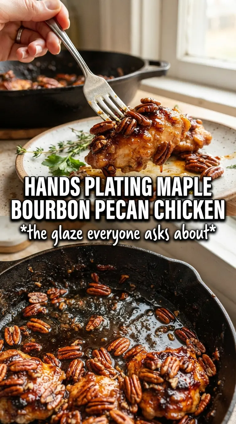 Maple Bourbon Pecan Chicken glossy pecans thyme