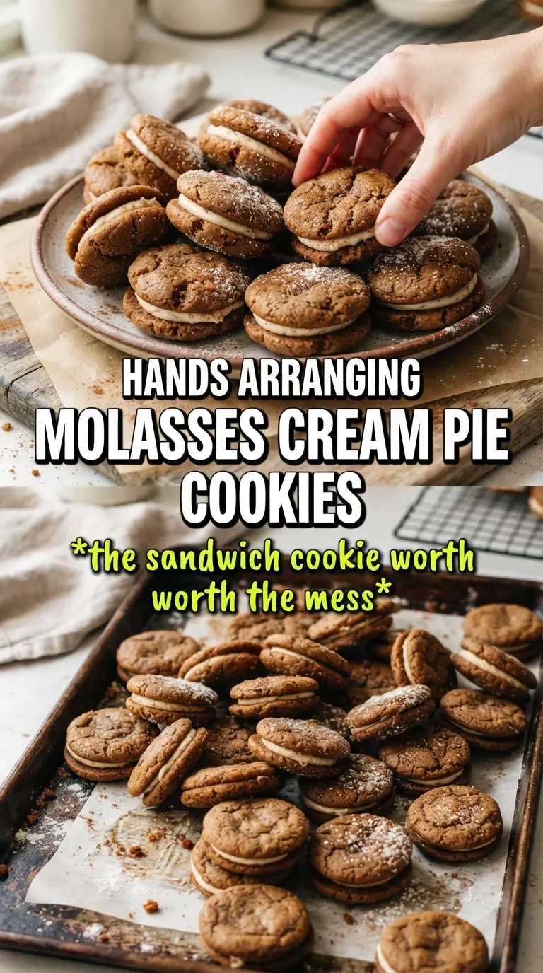 Molasses Cream Pie Cookies soft spiced fluffy vanilla filling