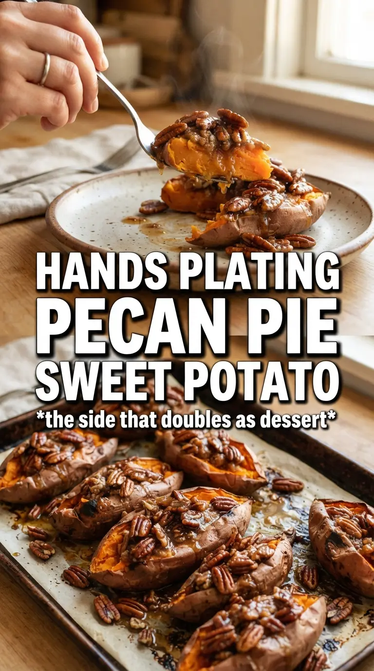 Pecan Pie Twice-Baked Sweet Potatoes caramelized maple pecan
