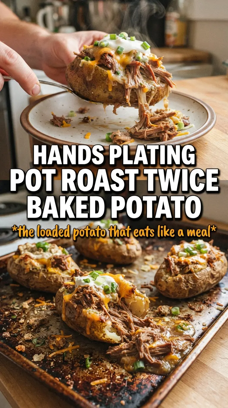 Pot roast twice baked potatoes loaded cheesy beef