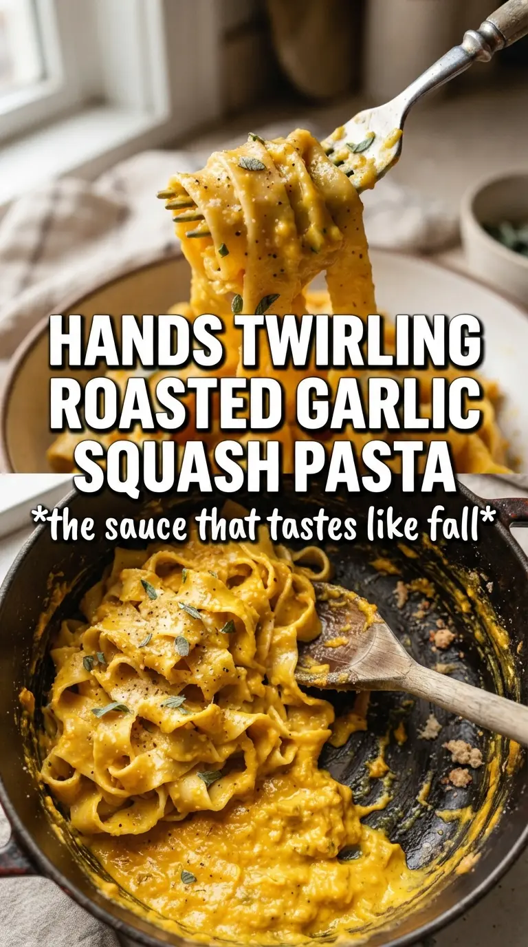 Roasted Garlic Butternut Squash Pasta silky golden sauce, crispy sage, rigatoni