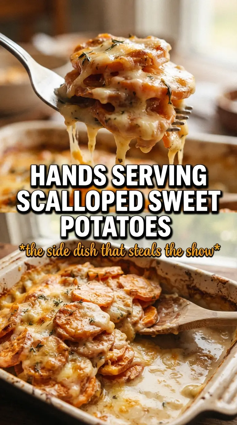 Scalloped Sweet Potatoes golden cheesy maple