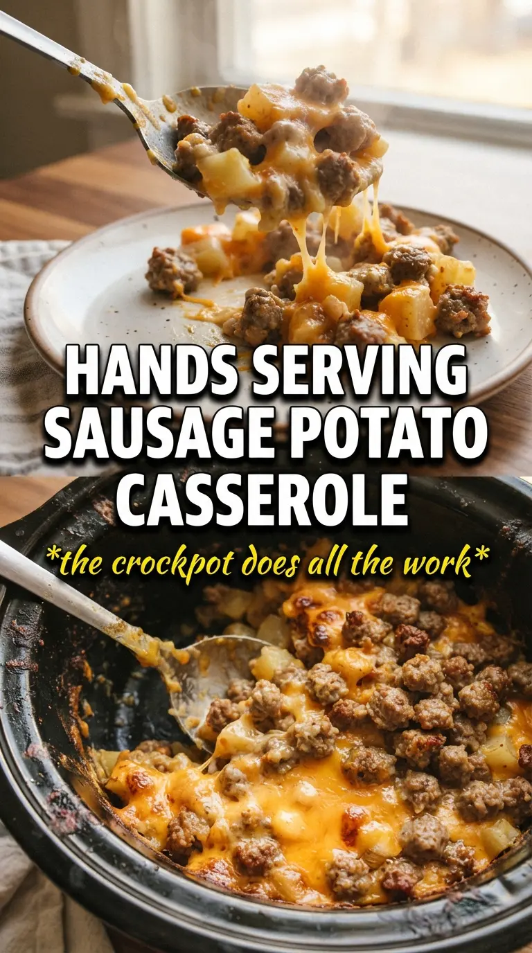 Slow Cooker Sausage and Potato Casserole creamy cheesy comforting
