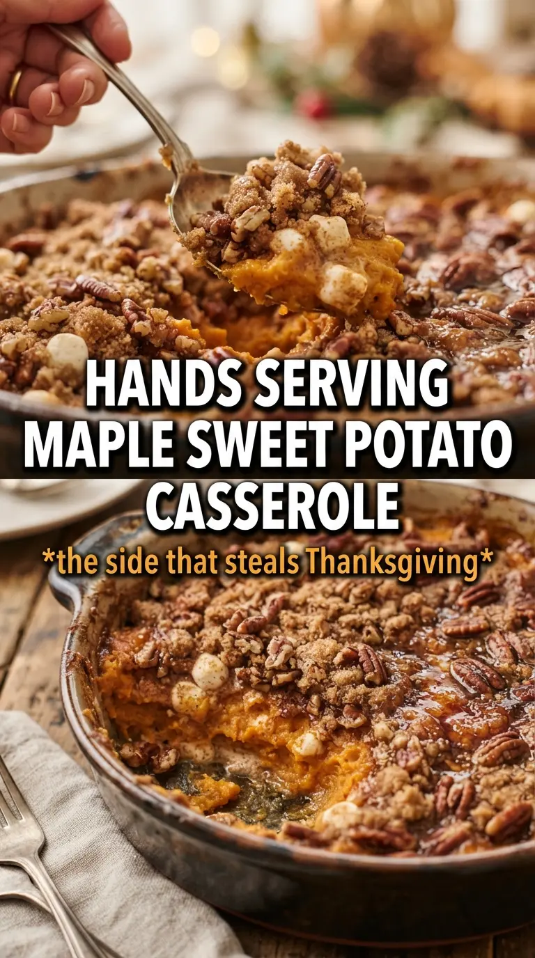Southern maple sweet potato casserole creamy pecan streusel
