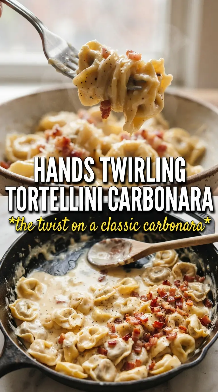 Tortellini Carbonara creamy pancetta black pepper